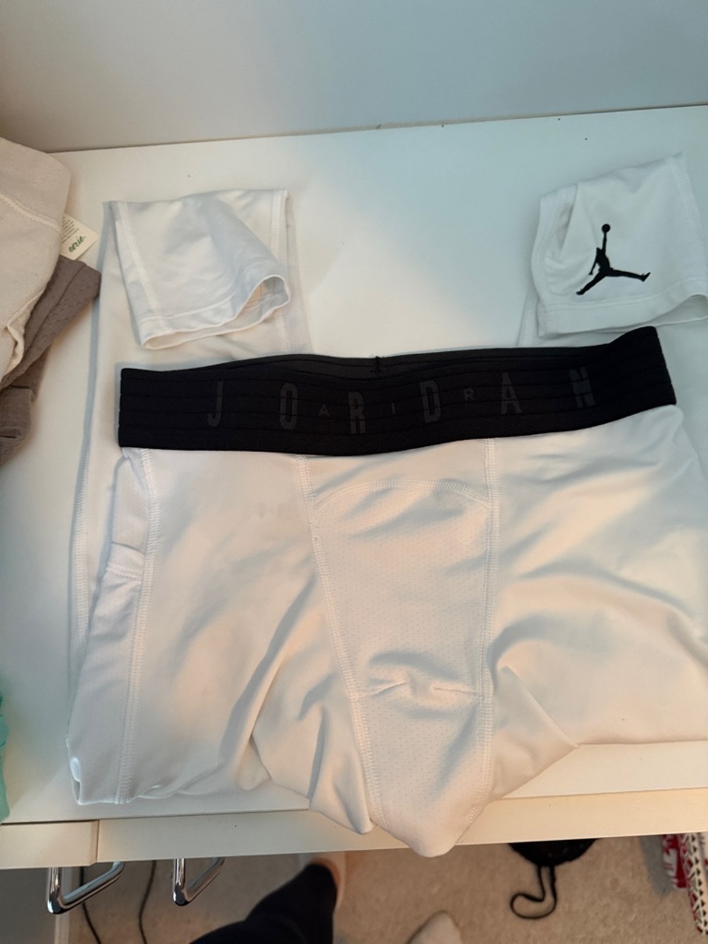 Jordan White Boxer Briefs with Black Branded Waistband